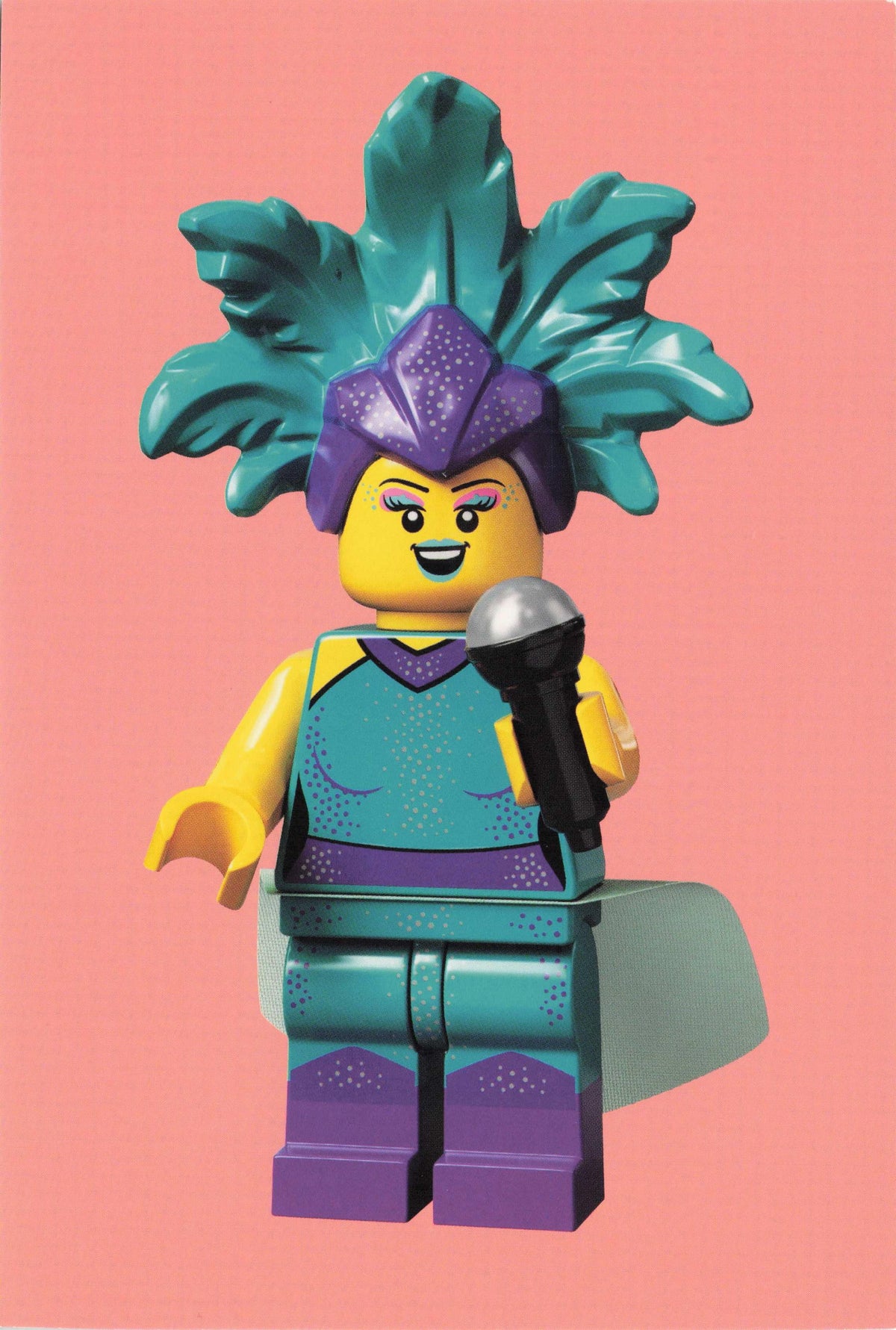 Cabaret Karaoke Singer Toy Model Musician Microphone Lego Quotation Postcard