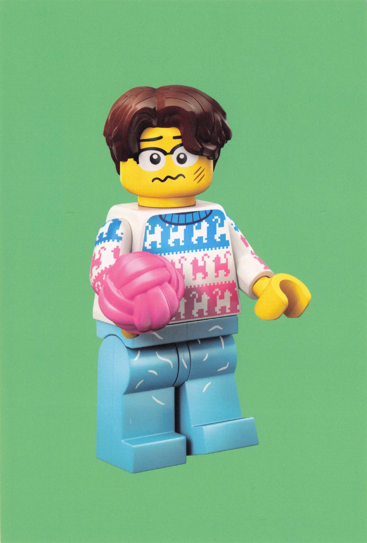Lego Cat Lover Man In Cats Sewing Jumper Toy Model Quotation Postcard
