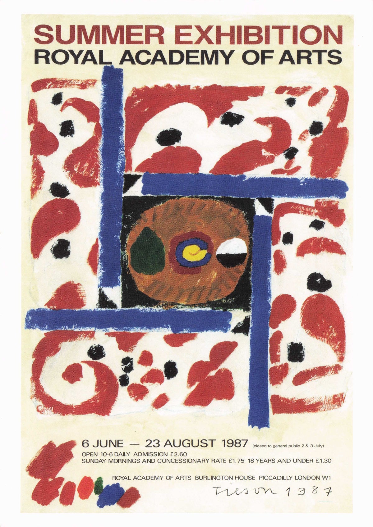 1987 Royal Academy Of Arts Joe Tilson Poster Summer Exhibition Postcard