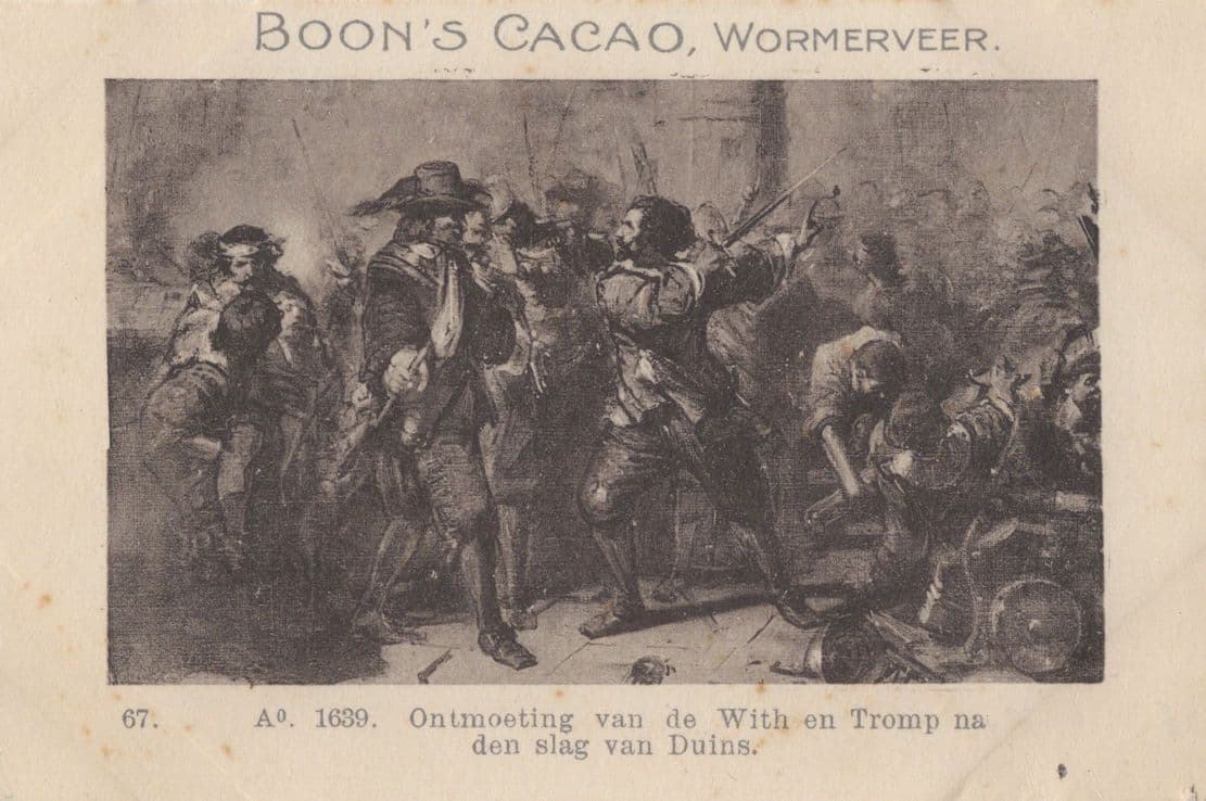 1639 Dutch Naval Military Battle Of Dunkirk Holland Trade Card
