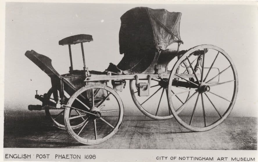 1698 Post Phaeton Stage Coach Nottingham PB Transport RPC Postcard