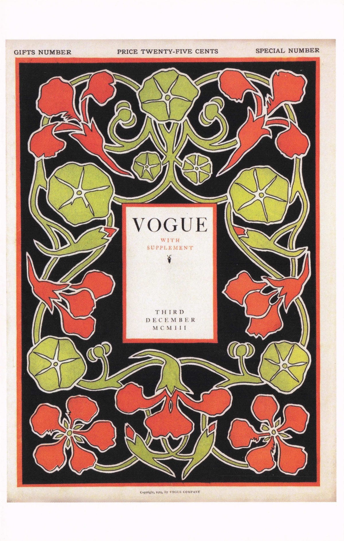 Vogue 1903 Art Nouveau Olive Gilded Age Vogue Magazine Cover Postcard