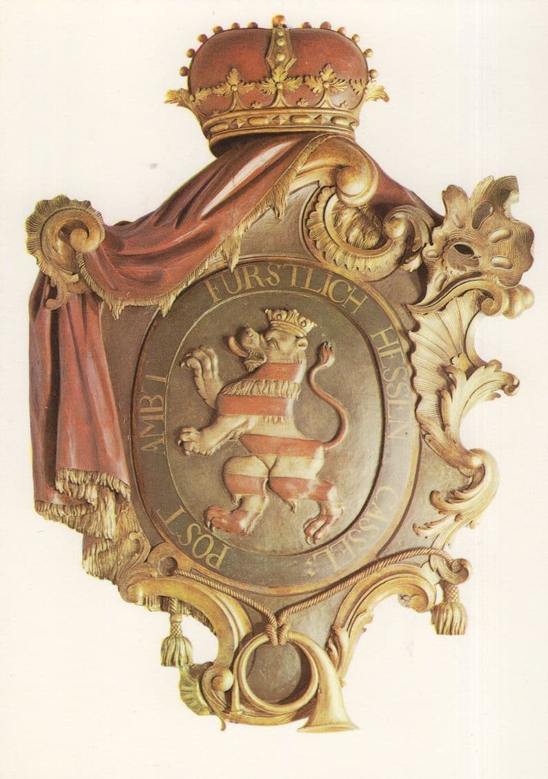 1750 Hessen Posthausschild German Post Office Sign Postcard