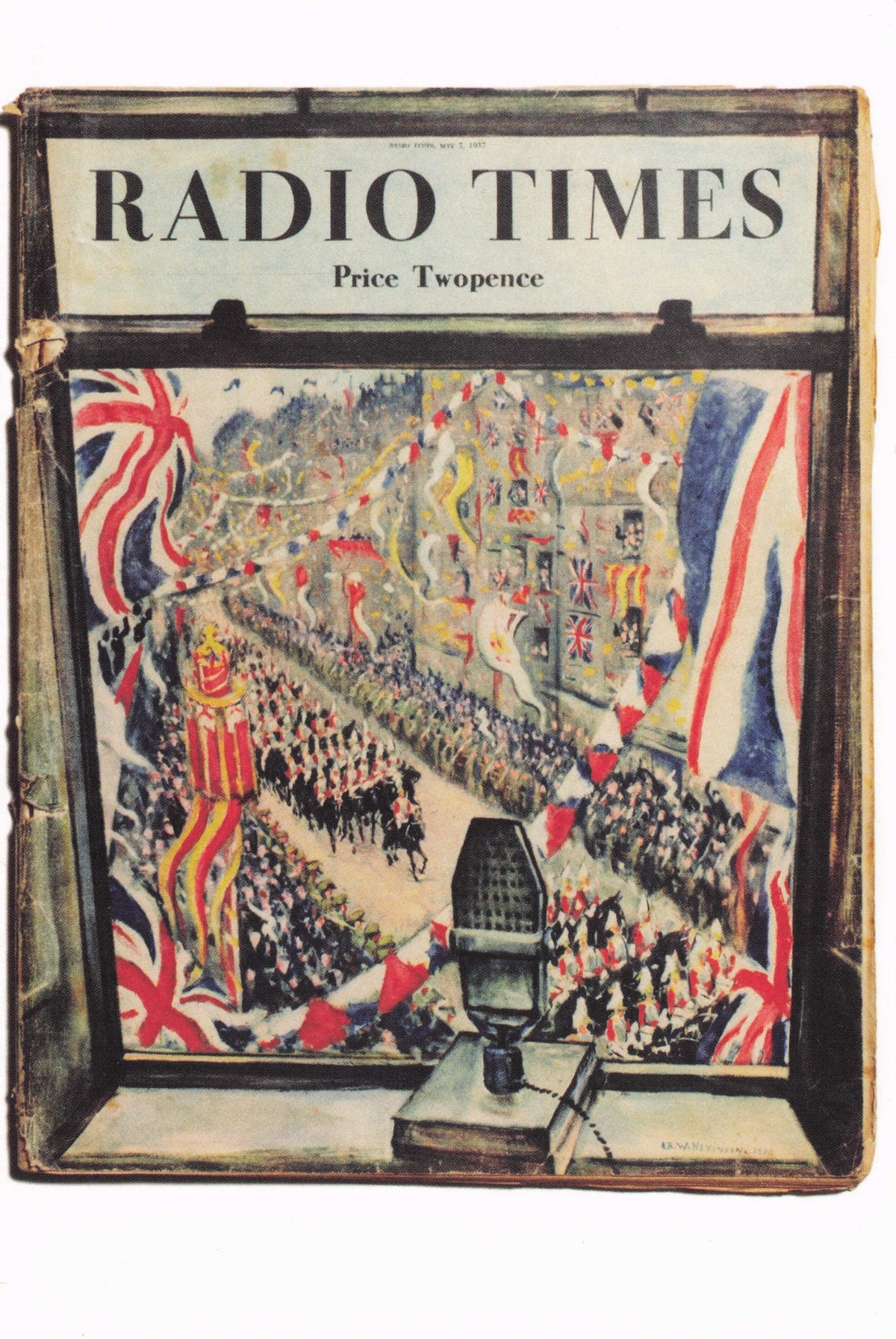 King George VI Coronation The Mall London Old Radio Microphone Postcard