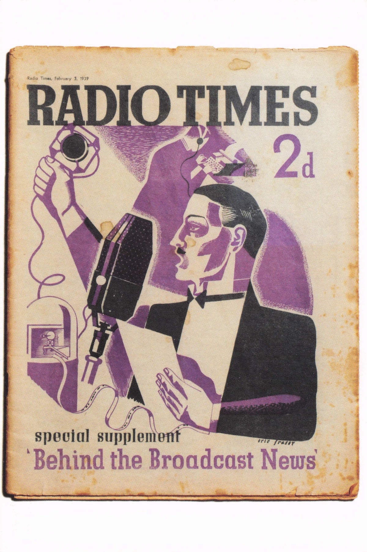 BBC Pre WW2 War Broadcast News Reader Old Radio Microphone Postcard