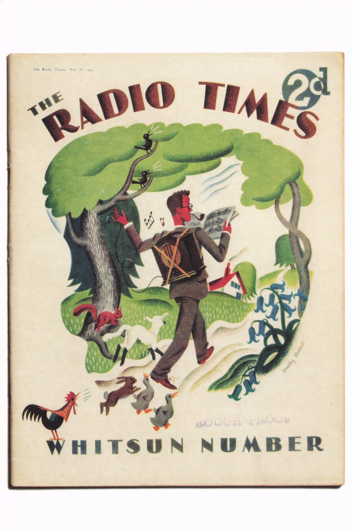 1930s Rambler With Antique BBC Radio Wireless Headphones Backpack Postcard
