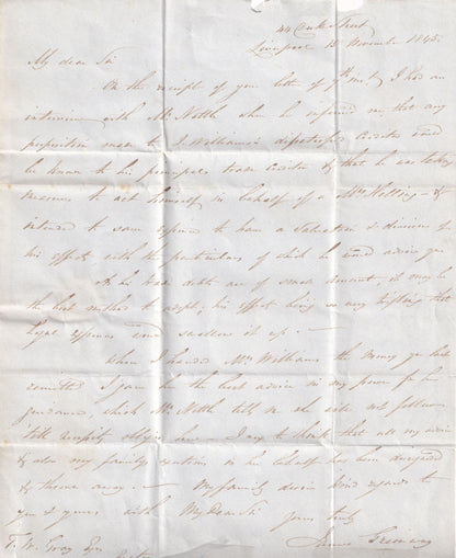 1845 Debt Victorian Legal Letter From Liverpool Penny Red Postmark