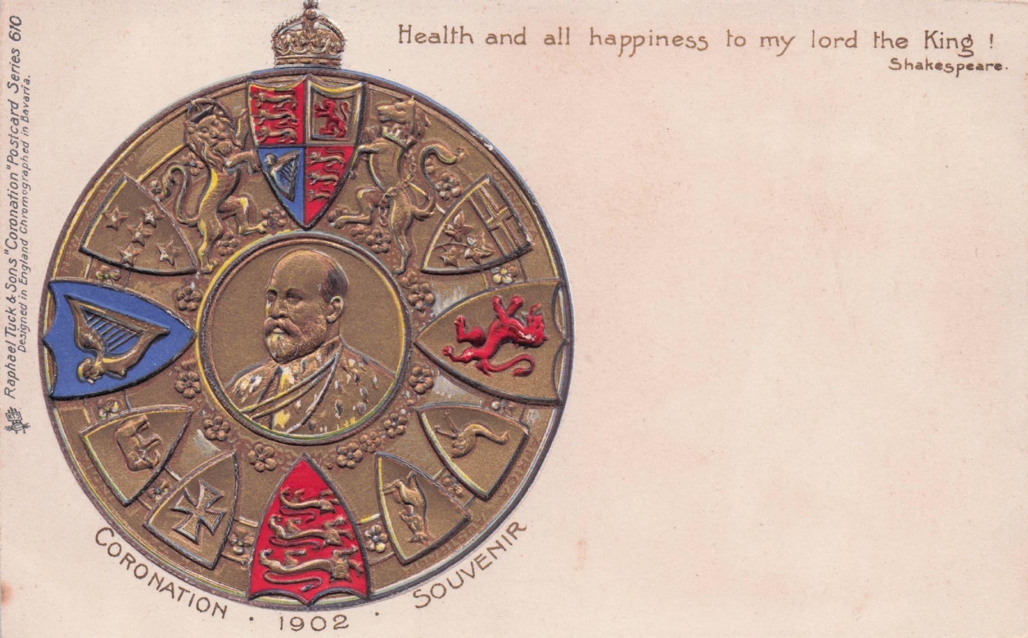 1902 King Edward VII Coronation Antique Royal Relief Postcard