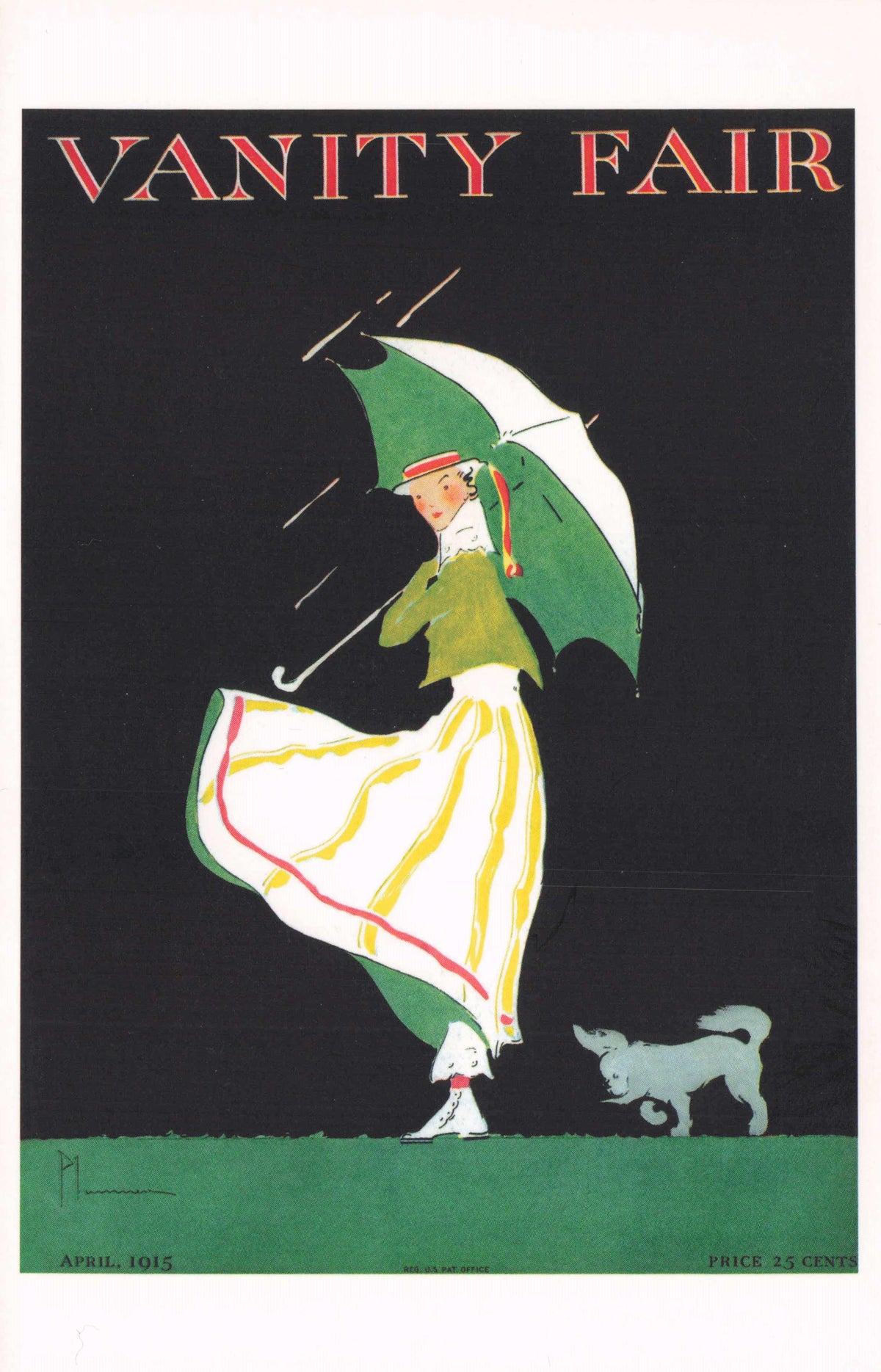 Ethel McLellan Plummer WW1 Umbrella Lady Terrier Dog Painting Postcard