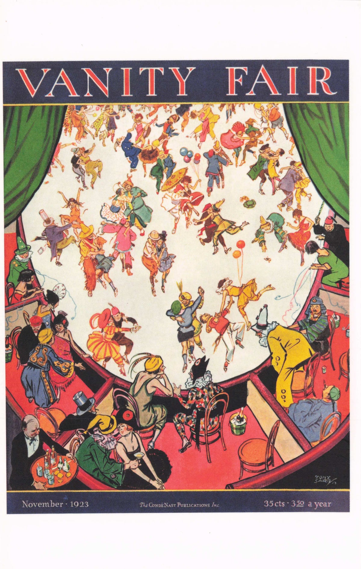 Tony Sarg Costumes & Cocktails 1920s Nightclub Art Deco Painting Postcard