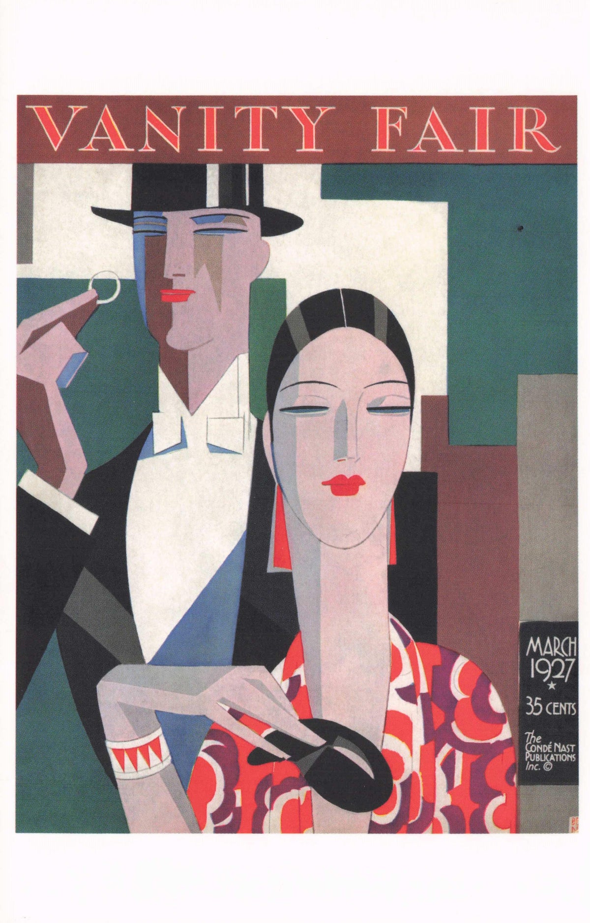 Jazz Music Man Woman Old 1920s Upper Class Fashion Art Deco Painting Postcard