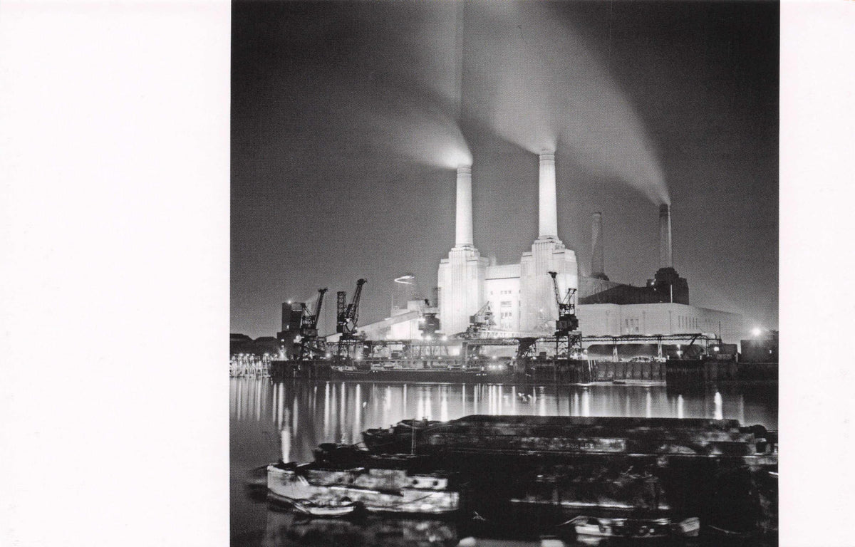 Battersea Power Station At Night in 1950s River Thames Rare Award Photo Postcard