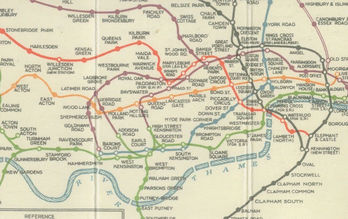 1920s Pocket Underground Tube Map of 1926 London Underground Postcard
