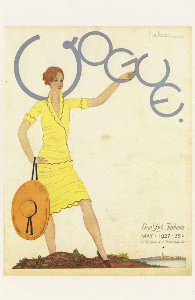 1927 Mexican Hat Summer Lady Fashion Magazine Artist Postcard