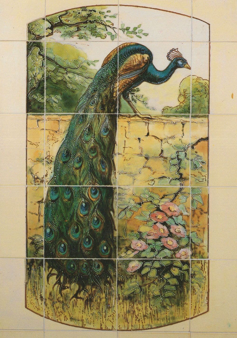 1928 Peacock Tile Panel Maw & Company Ironbridge Museum Postcard