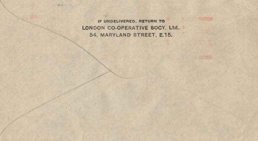 1930 London Co Op Operative Society Rare Official Old Envelope