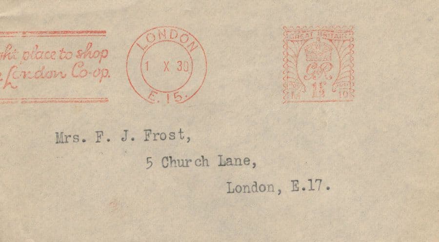 1930 London Co Op Operative Society Rare Official Old Envelope