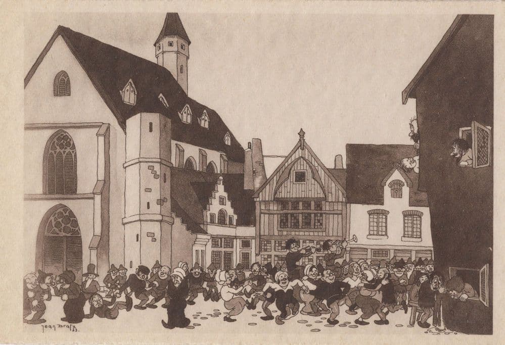 1930s Street Dancing in Belgium Postcard