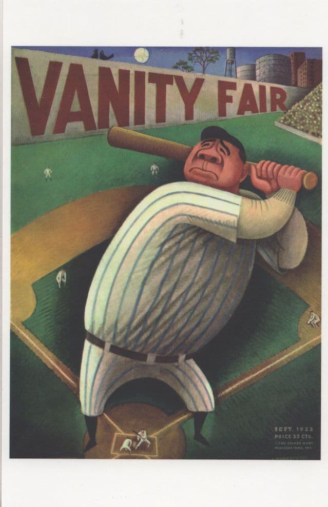 1933 Baseball Game Batter Art Deco Surrealism Painting Postcard