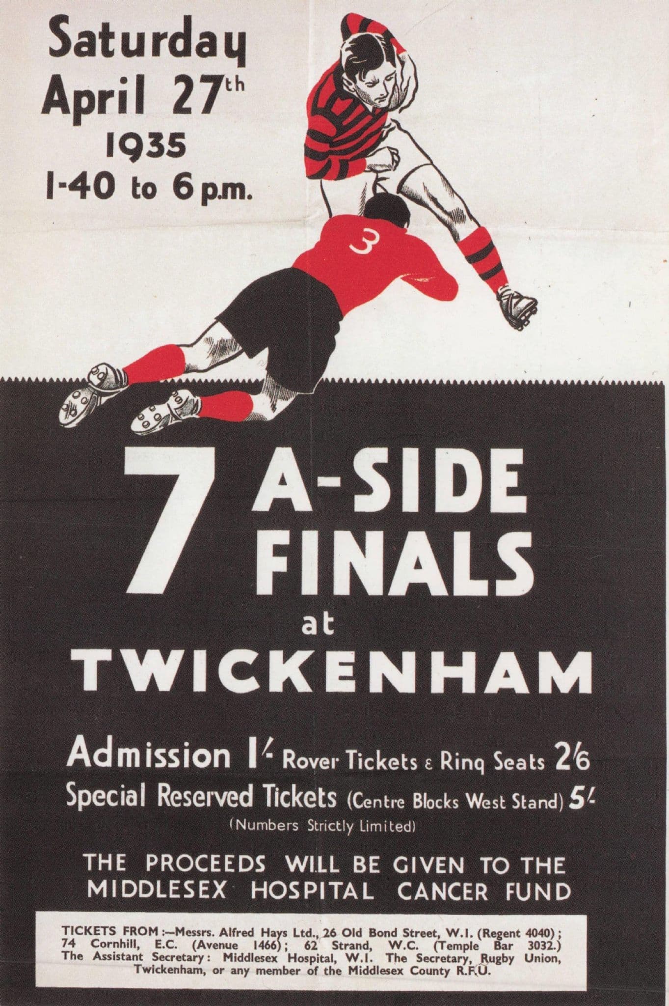 1935 Seven A Side Rugby Final Twickenham Poster Postcard