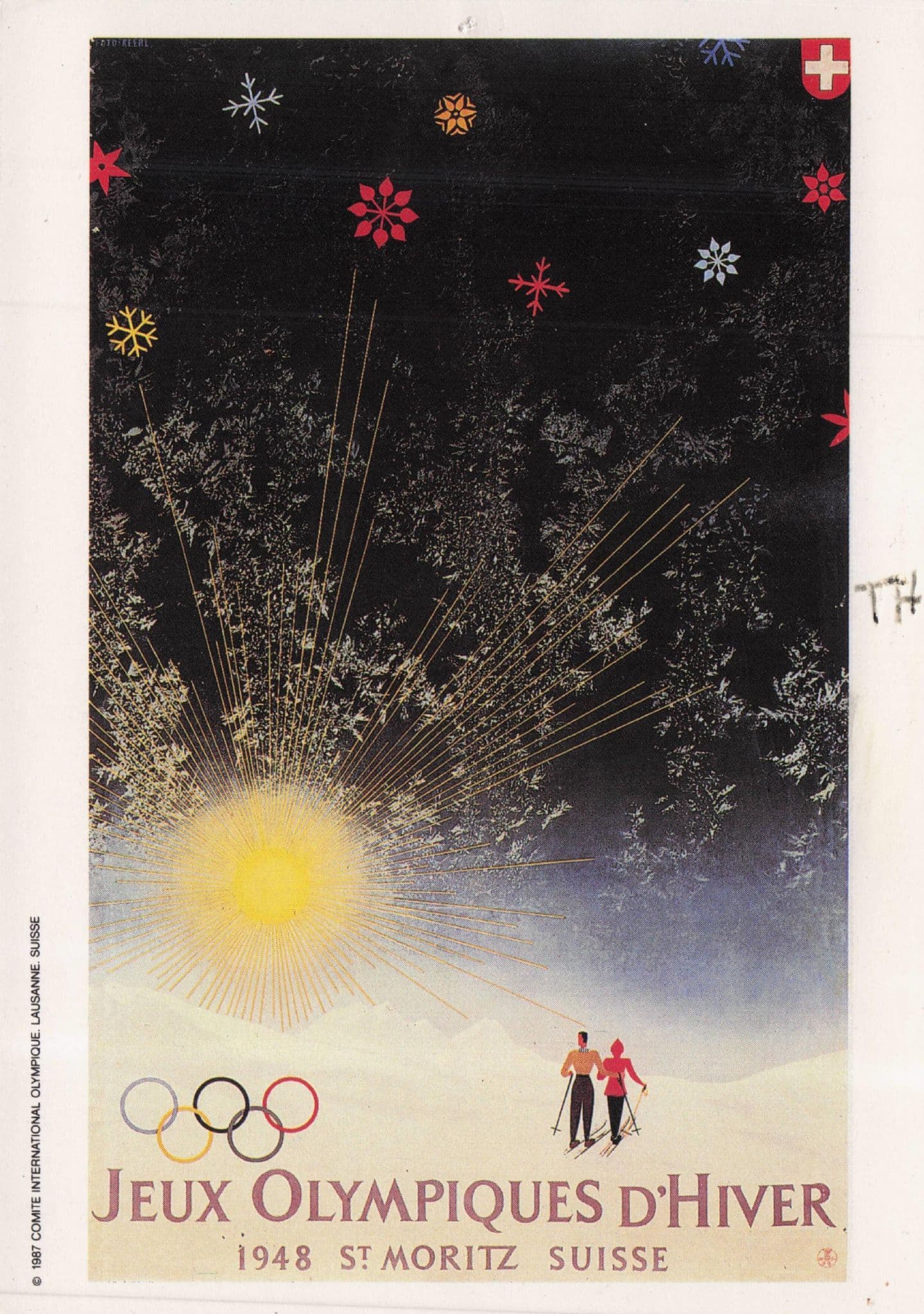 1948 Switzerland Winter Olympic Games Poster Postcard
