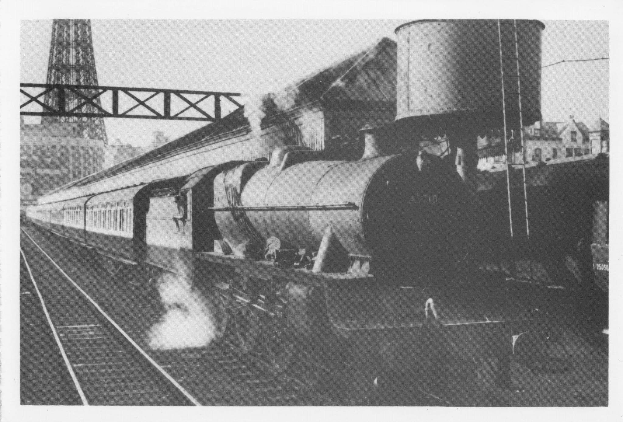 1957 Irresistible Class 45710 Train at Blackpool Station in 1957 Postcard