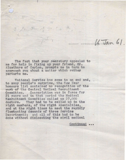 1961 Angry Medical Letter From WW2 Doctor To Edward Heath