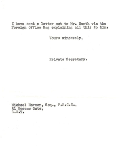 1961 Edward Heath London Letter WW2 Doctor for Sri Lanka Politician