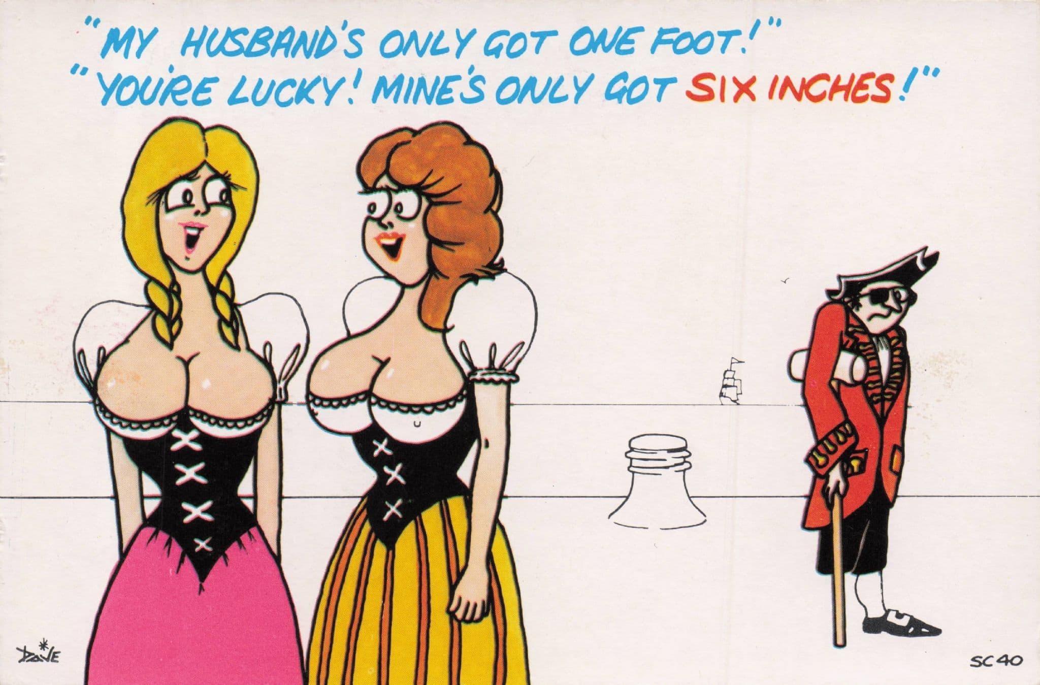 1970s Fancy Dress Party Long John Silver Pirate Old Comic Postcard