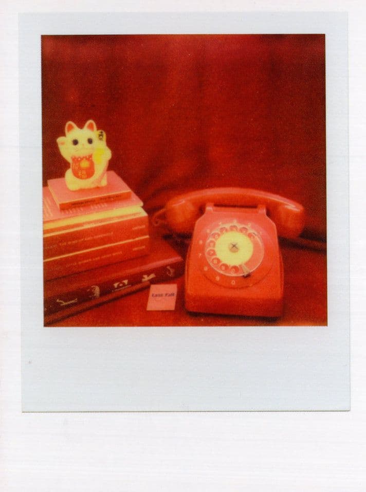 1970s Old Telephone Maneki Neko Japanese Toy Cat Analog Photo Postcard