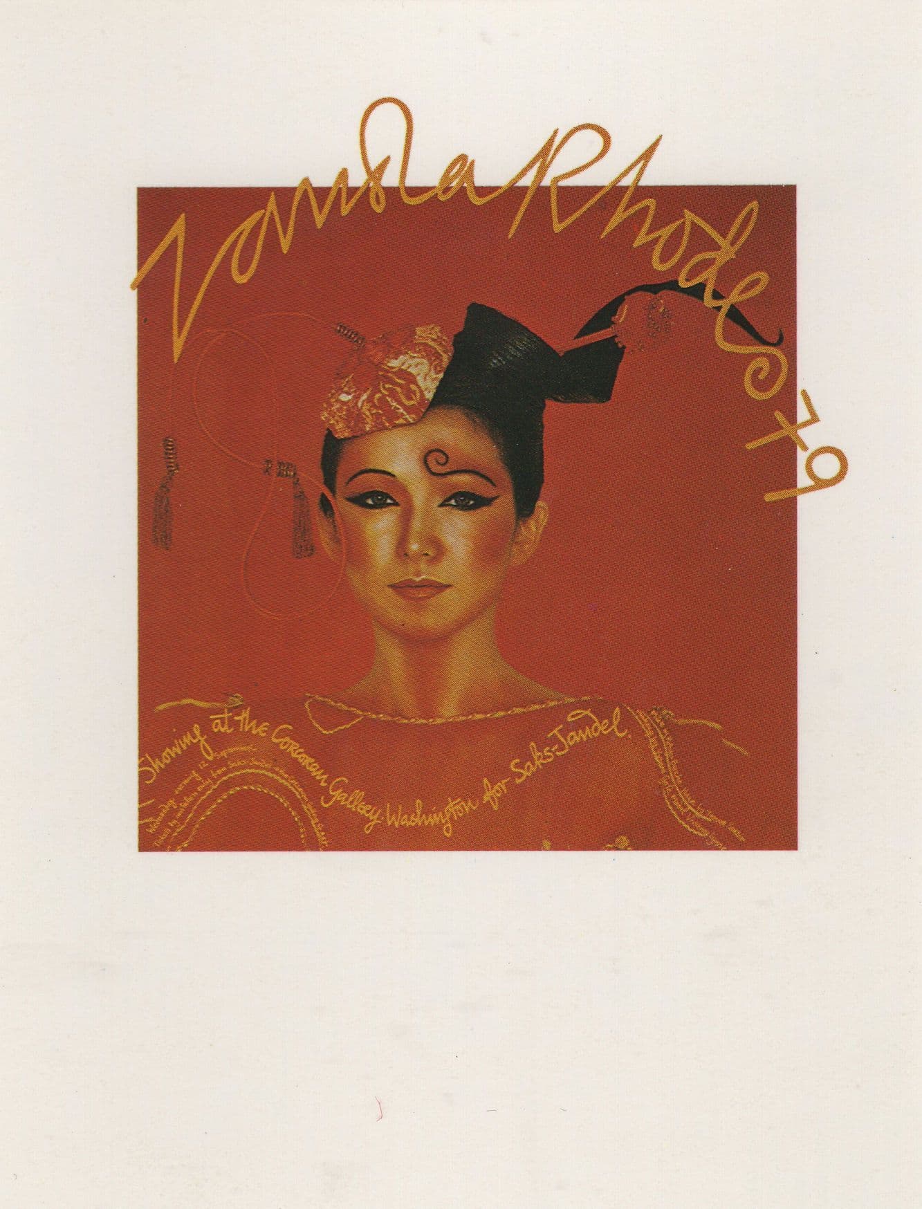 1979 Zandra Rhodes Chinese Fashion Collection Exhibition Launch Poster Postcard