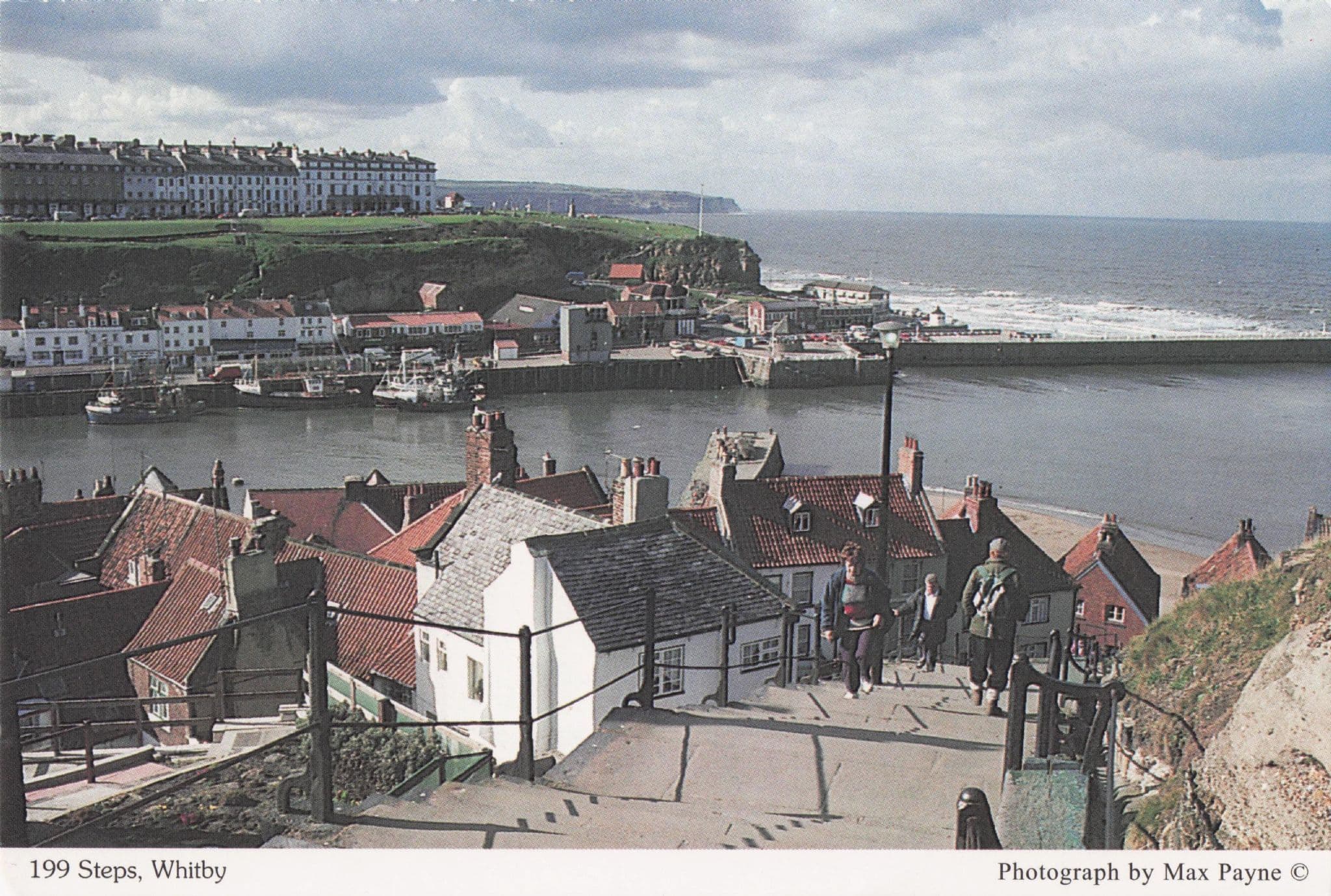199 Steps at Whitby Scarborough Yorkshire Vintage Hospice Postcard