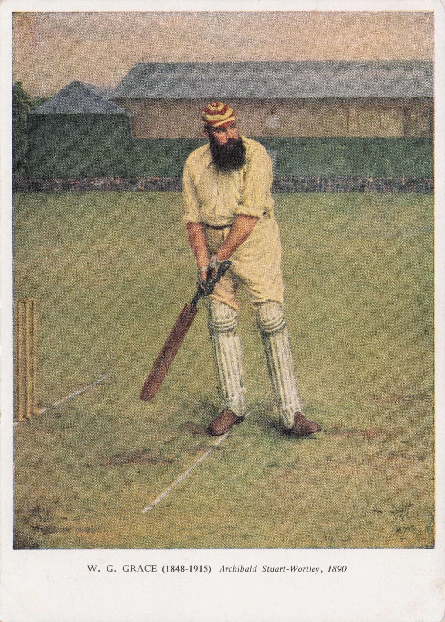 WG Grace Victorian Cricket Legend 1890 Archibald Worley Painting Postcard