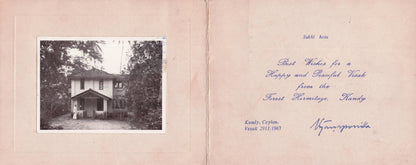 Nyanaponika Thera Antique 1967 Buddhist Forest Hermitage Kandy Hand Signed Card