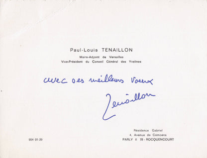 French Union For Democracy Paul Louis Tenaillon Hand Signed Card Autograph