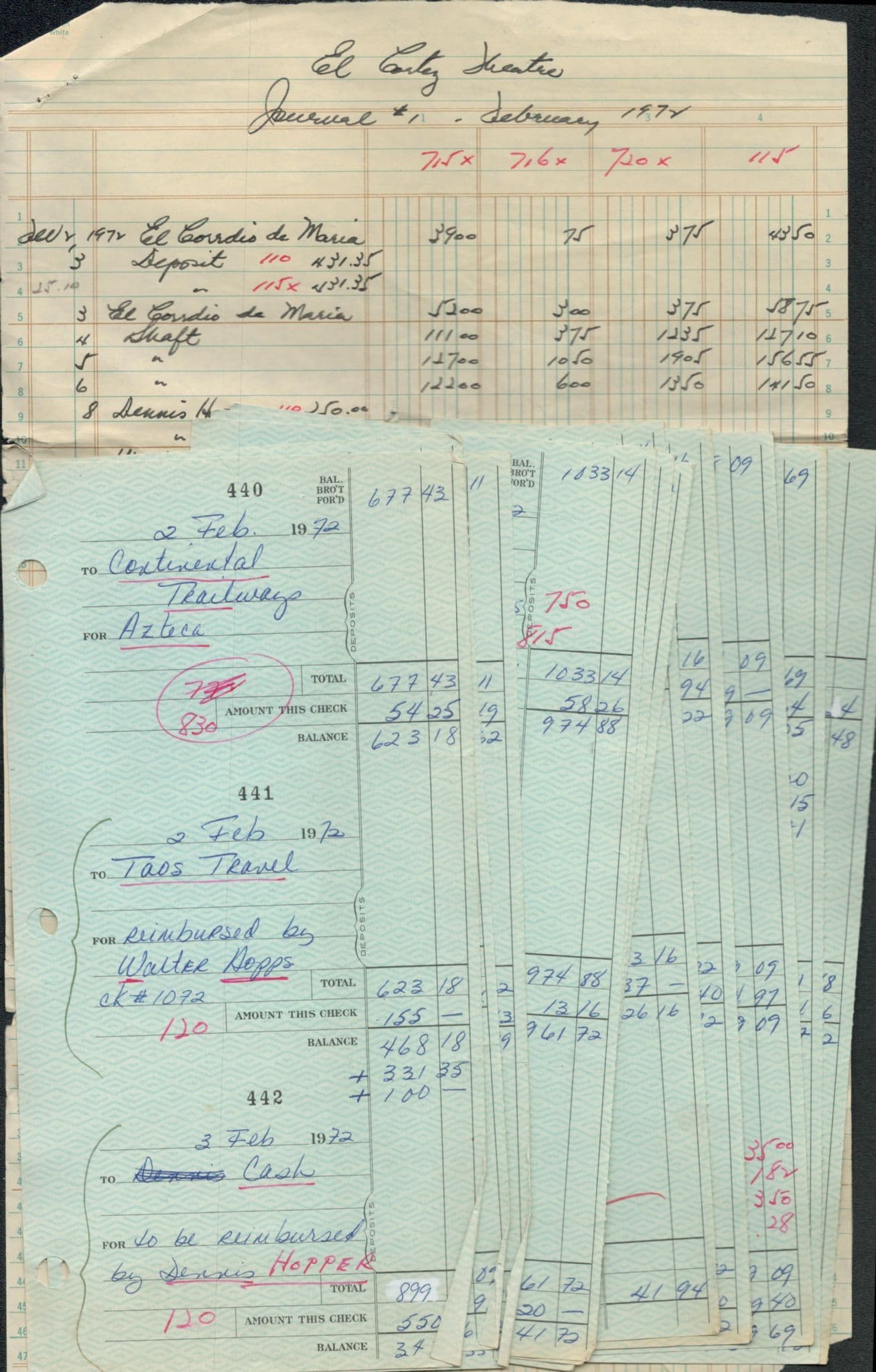 1x PERSONALLY OWNED BY DENNIS HOPPER El Cortez Film Cinema Receipt ÔøΩ5.99!!