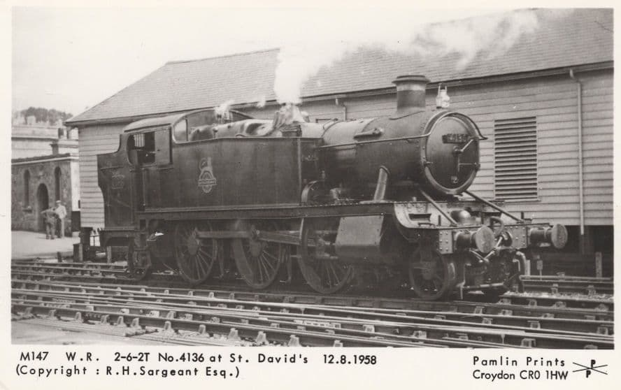 2-6-2T No 4136 Western Railways Train at St Davids Postcard