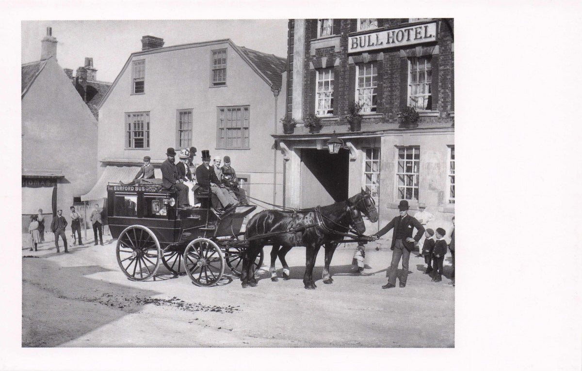 1860s Victorian Burford Bus London at Old Bull Hotel Rare Award Photo Postcard