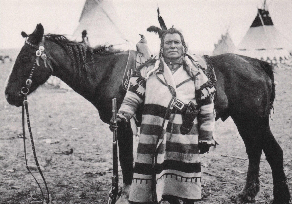Bear Chief Blackfeet In Old Wool Trade Coat Native American Indian Postcard