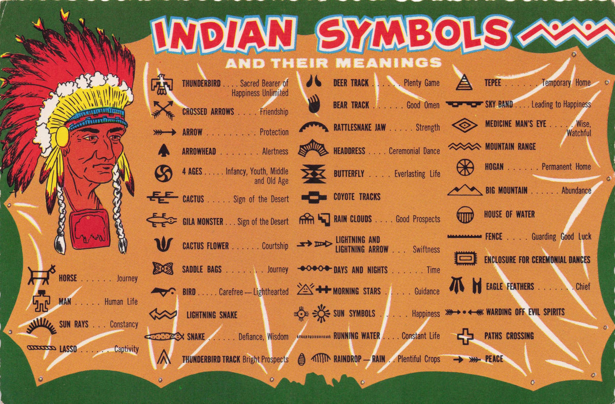 American Native Indian Symbols Gila Monster Medicine Man & Meanings Postcard