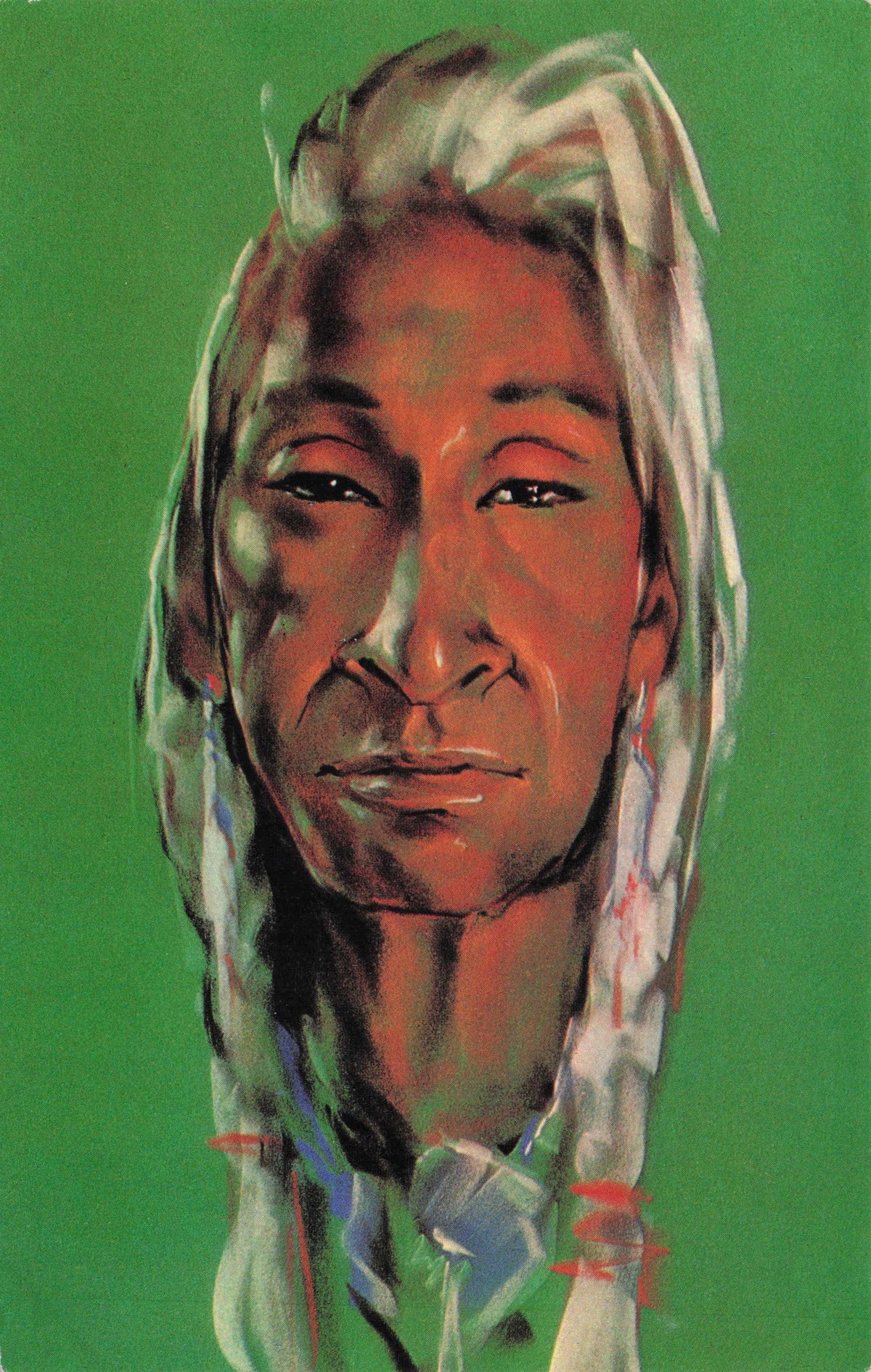 Native Indian Chief Painting by Gerda Christofferson Canadian Artist Postcard