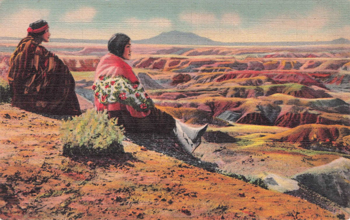 Hopi Indians Orlin & Zellah Native American Oilette Painting Vintage Postcard