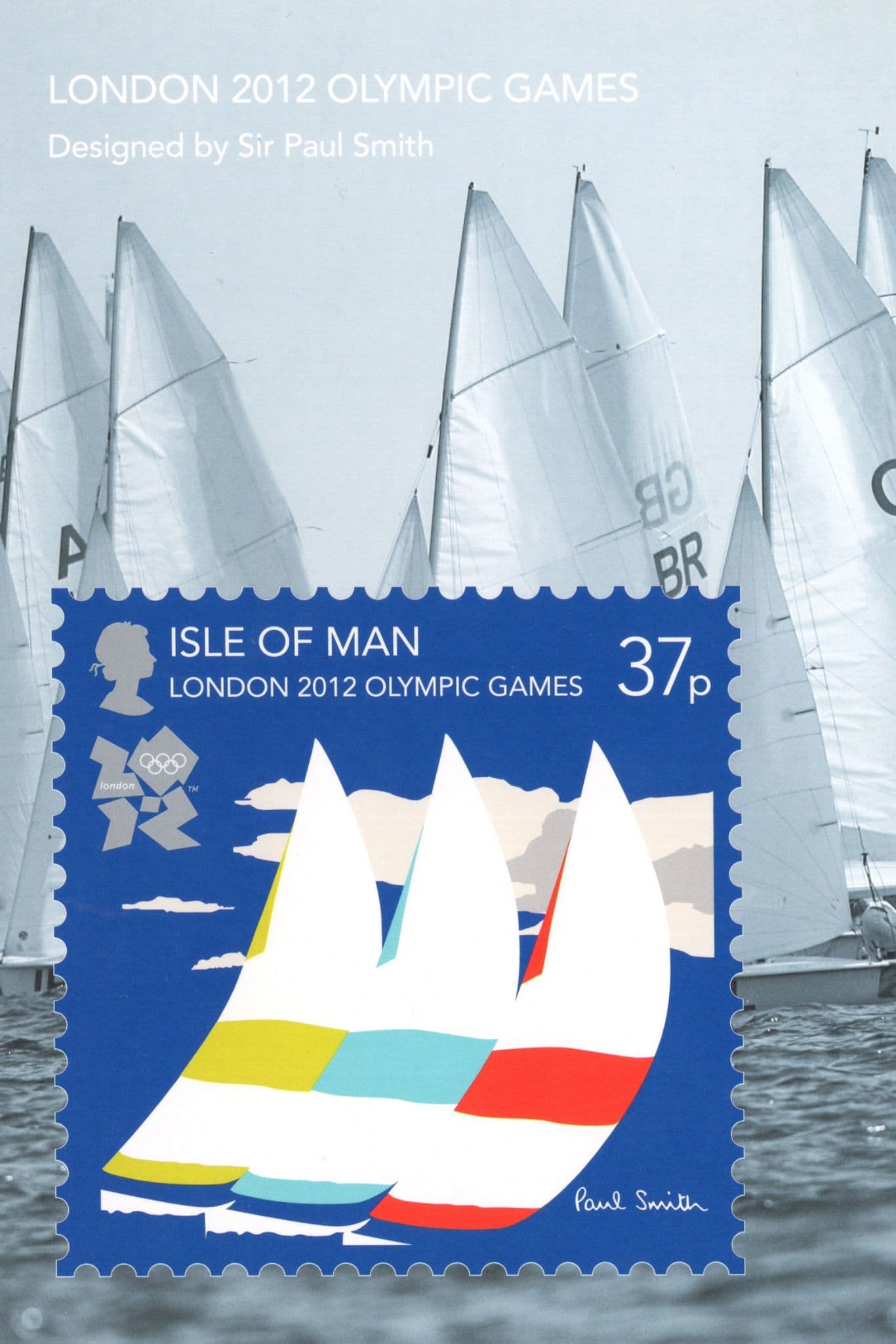2012 Olympic Games Sailing 37p Boats Isle Of Man Postcard