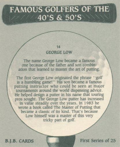 George Low Famous Golfers Of The 40s & 50s Rare Golf Photo Trade Card