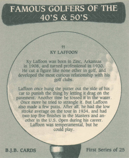 Ky Laffoon Famous Golfers Of The 40s & 50s Rare Golf Photo Trade Card