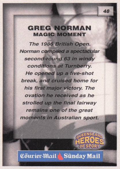 Greg Norman Queensland Heroes Of Sport 1986 British Golf Open Card