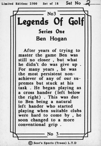 Ben Hogan Cross Handed Gameplay Legends Of Golf Trade Card