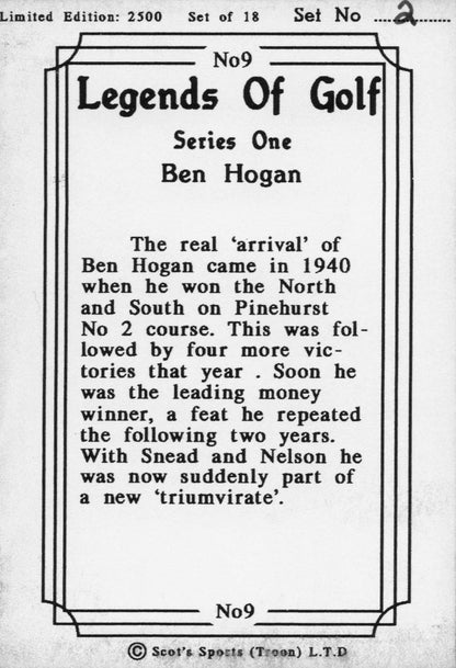 Ben Hogan In WW2 Wins 1940s Victory Legends Of Golf Trade Card