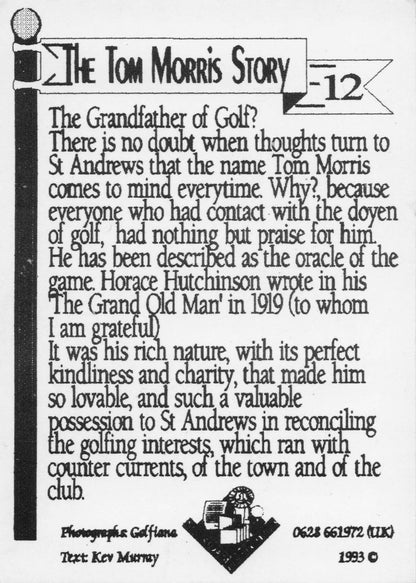Tom Morris Story Scottish Victorian Golf St Andrews Photo Trade Card