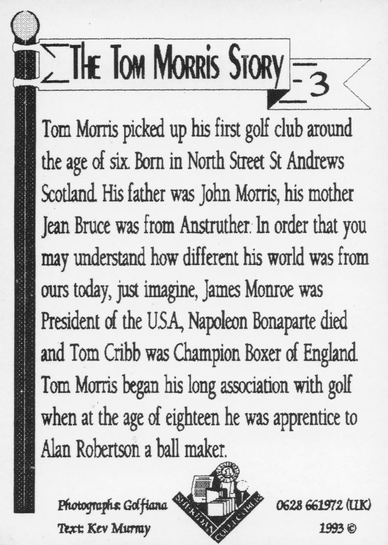 Tom Morris Story Ball Maker Scottish Victorian Golf Trade Photo Card